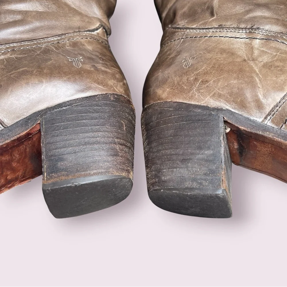 Frye Tan Leather Over‎ Knee Heeled Boots
